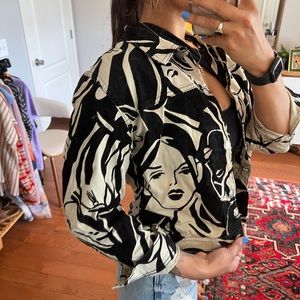 vintage 1990s pop art faces fashion jacket